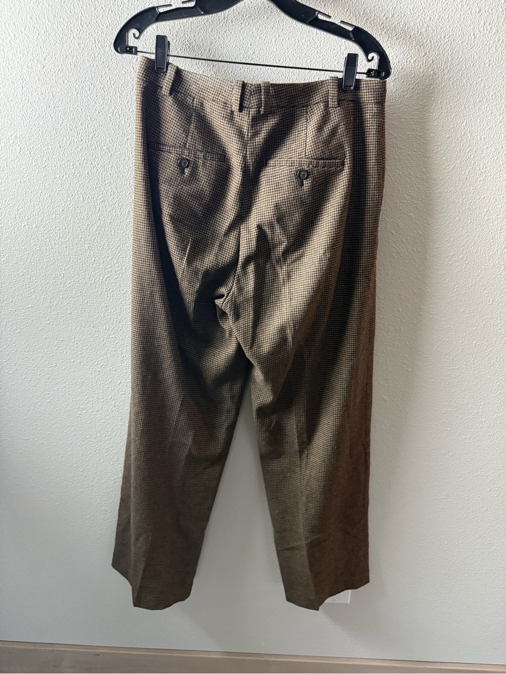 Vince Houndstooth Pleat Front Pants Black Camel Wool Blend Business Casual Sz 4 - Picture 8 of 13
